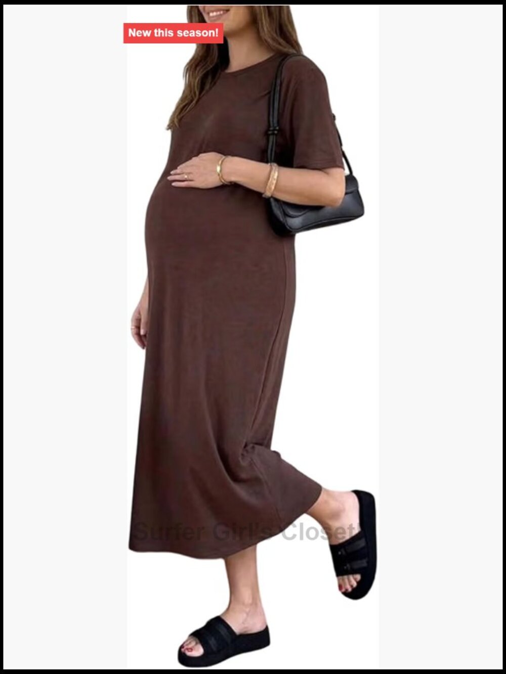 Maternity Maxi Dress Short Sleeve Loose Fit Summer Casual Pregnancy Tshirt Dress